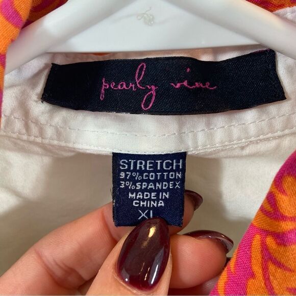 Ladies Pearly Vine Brand Stretch Button Down Blouse with Collar & Cuff Detail XL - Picture 2 of 14